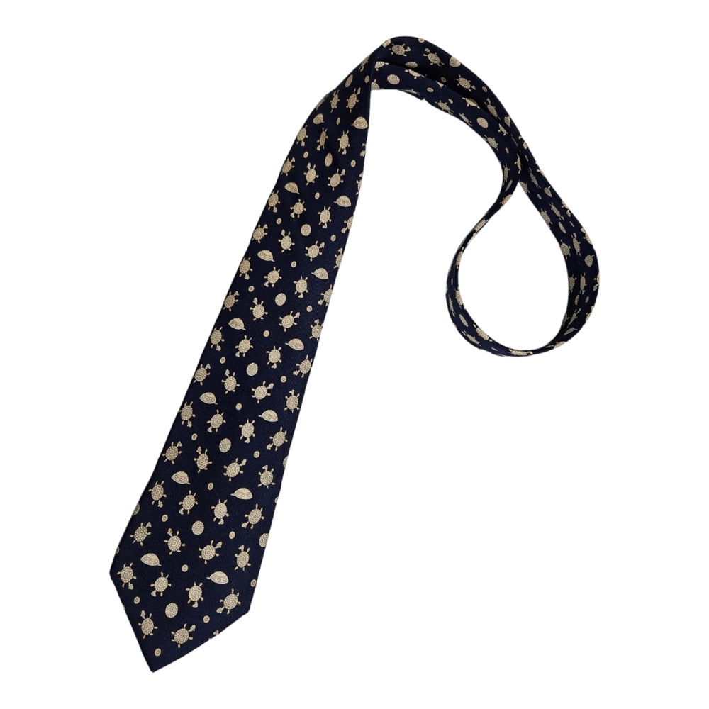 HERMÈS 7690 OA Blue Turtle Silk LUXURY Tie FRANCE